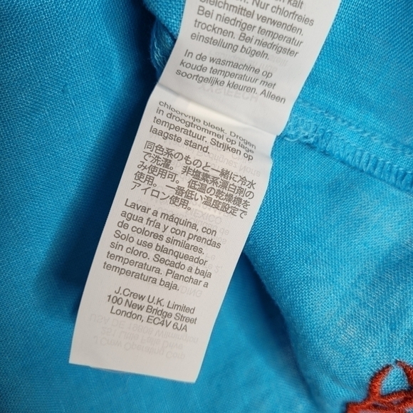 J. Crew Embroidered Linen Tunic Monaco Blue - Picture 11 of 12